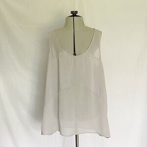 Rosebud Opaque Gray Chiffon Tank Top Size MEDIUM